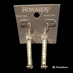 Howards Dangle Earrings Silver Tone Geniune White Stones. New with tags!